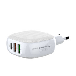 Адаптер мережевий LDNIO Lightning Cable A3510Q |2USB/1Type-C, QC/PD, 3A/28.5W|