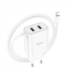 Адаптер мережевий Hoco Lightning Cable Courser dual-port charger C103A |2USB, 2.1A|