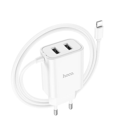 Адаптер мережевий Hoco Lightning Cable Courser dual-port charger C103A |2USB, 2.1A|