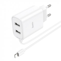 Адаптер мережевий Hoco Lightning Cable Courser dual-port charger C103A |2USB, 2.1A|