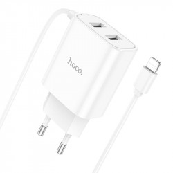 Адаптер мережевий Hoco Lightning Cable Courser dual-port charger C103A |2USB, 2.1A|