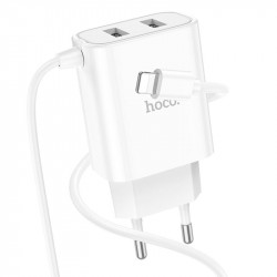 Адаптер мережевий Hoco Lightning Cable Courser dual-port charger C103A |2USB, 2.1A|