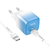 Адаптер мережевий HOCO Type-C to Type-C cable single port charge set C101A |Type-C, PD, 3A/20W|