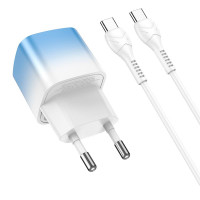 Адаптер мережевий HOCO Type-C to Type-C cable single port charge set C101A |Type-C, PD, 3A/20W|