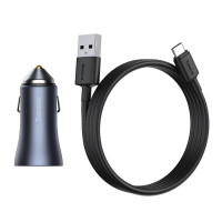 Адаптер автомобільний BASEUS Type-C cable Golden Contactor Pro Dual Quick Charger Car Charger |2USB, 5A/40W, QC| (TZCCJD-A0G)