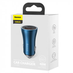 Адаптер автомобільний BASEUS Golden Contactor Pro Dual Quick Charger Car Charger |1USB/1Type-C, 5A/40W, QC/PD| (CCJD-0G)