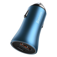 Адаптер автомобільний BASEUS Golden Contactor Pro Dual Quick Charger Car Charger |1USB/1Type-C, 5A/40W, QC/PD| (CCJD-0G)