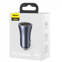 Адаптер автомобільний BASEUS Golden Contactor Pro Dual Quick Charger Car Charger |1USB/1Type-C, 5A/40W, QC/PD| (CCJD-0G)