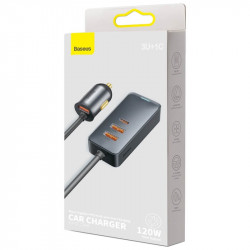 Адаптер автомобільний BASEUS Share Together PPS multi-port Fast charging Car charger with cord |3USB/1Type-C, 3A/120W, QC/PD, 1.5m| (CCBT-B0G)