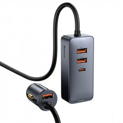 Адаптер автомобільний BASEUS Share Together PPS multi-port Fast charging Car charger with cord |3USB/1Type-C, 3A/120W, QC/PD, 1.5m| (CCBT-B0G)