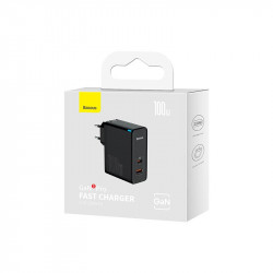 Адаптер мережевий Baseus Type-C to Typc-C cable Gan5 Pro Fast Charger |1USB/1Type-C, PD/QC, 100W/3A| (CCGP090202)
