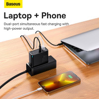 Адаптер мережевий Baseus Type-C to Typc-C cable Gan5 Pro Fast Charger |1USB/1Type-C, PD/QC, 100W/3A| (CCGP090202)