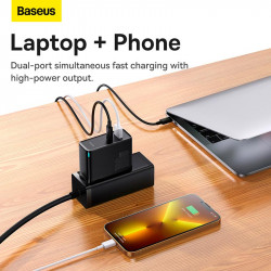 Адаптер мережевий Baseus Type-C to Typc-C cable Gan5 Pro Fast Charger |1USB/1Type-C, PD/QC, 100W/3A| (CCGP090202)