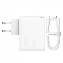 Адаптер мережевий Baseus Type-C to Typc-C cable Gan5 Pro Fast Charger |1USB/1Type-C, PD/QC, 100W/3A| (CCGP090202)