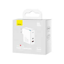 Адаптер мережевий Baseus Type-C to Typc-C cable Gan5 Pro Fast Charger |1USB/1Type-C, PD/QC, 100W/3A| (CCGP090202)