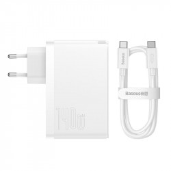 Адаптер мережевий Baseus Type-C to Typc-C cable Gan5 Pro Fast Charger |1USB/2Type-C, PD/QC, 140W/5A| (CCGP100202)
