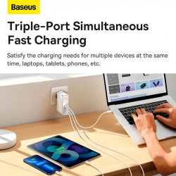 Адаптер мережевий Baseus Type-C to Typc-C cable Gan5 Pro Fast Charger |1USB/2Type-C, PD/QC, 140W/5A| (CCGP100202)