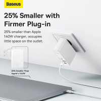 Адаптер мережевий Baseus Type-C to Typc-C cable Gan5 Pro Fast Charger |1USB/2Type-C, PD/QC, 140W/5A| (CCGP100202)