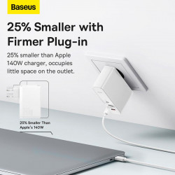 Адаптер мережевий Baseus Type-C to Typc-C cable Gan5 Pro Fast Charger |1USB/2Type-C, PD/QC, 140W/5A| (CCGP100202)