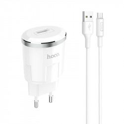 Адаптер мережевий Hoco Thunder Micro cable C37A |1USB, 2.4A|