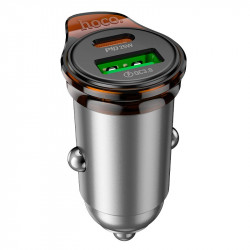 Адаптер автомобільний Hoco Rigorous dual port Car charger NZ16A |1USB/1Type-C, 43W/3A, PD25W/QC|