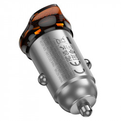Адаптер автомобільний Hoco Rigorous port Car charger NZ16B |2Type-C, 45W/3A, PD25W/QC|