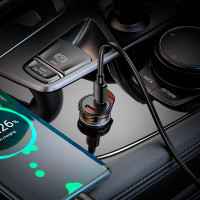 Адаптер автомобільний Hoco Rigorous port Car charger NZ16B |2Type-C, 45W/3A, PD25W/QC|