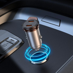 Адаптер автомобільний Hoco Rigorous port Car charger NZ16B |2Type-C, 45W/3A, PD25W/QC|