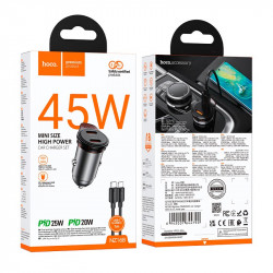 Адаптер автомобільний Hoco Rigorous port Car charger NZ16B (Type-C to Type-C set) |2Type-C, 45W/3A, PD25W/QC|