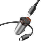 Адаптер автомобільний Hoco Rigorous port Car charger NZ16B (Type-C to Type-C set) |2Type-C, 45W/3A, PD25W/QC|