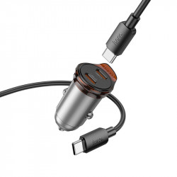 Адаптер автомобільний Hoco Rigorous port Car charger NZ16B (Type-C to Type-C set) |2Type-C, 45W/3A, PD25W/QC|