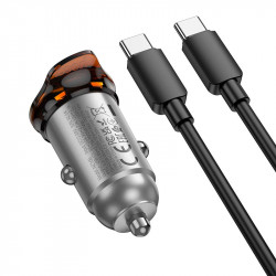 Адаптер автомобільний Hoco Rigorous port Car charger NZ16B (Type-C to Type-C set) |2Type-C, 45W/3A, PD25W/QC|