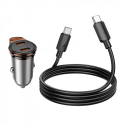 Адаптер автомобільний Hoco Rigorous port Car charger NZ16B (Type-C to Type-C set) |2Type-C, 45W/3A, PD25W/QC|