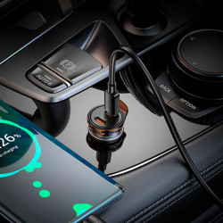 Адаптер автомобільний Hoco Rigorous port Car charger NZ16B (Type-C to Type-C set) |2Type-C, 45W/3A, PD25W/QC|