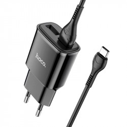 Адаптер мережевий Hoco Type-C Cable Star round dual Port charger set C88A |2USB, 2.4A|