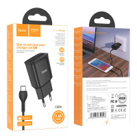 Адаптер мережевий Hoco Type-C Cable Star round dual Port charger set C88A |2USB, 2.4A|