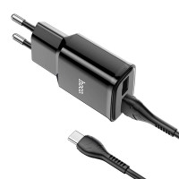 Адаптер мережевий Hoco Type-C Cable Star round dual Port charger set C88A |2USB, 2.4A|