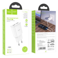 Адаптер мережевий HOCO Star round dual Port charger C88A |2USB, 2.4A|