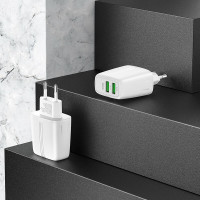 Адаптер мережевий HOCO Yizhan Dual Port N12 |2USB, 3A,QC3.0, 18W|