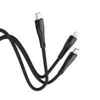 Кабель Hoco Combo Type-C to Type-C / Lightning Super U102 |1.5m, 3A,100W/20W|