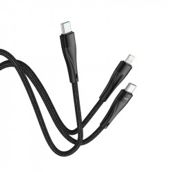 Кабель Hoco Combo Type-C to Type-C / Lightning Super U102 |1.5m, 3A,100W/20W|