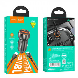 Адаптер автомобільний Hoco Type-C Cable Blue shield single port Car charger Z46 |1USB, 18W/3A, QC|