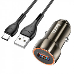 Адаптер автомобільний Hoco Type-C Cable Blue shield single port Car charger Z46 |1USB, 18W/3A, QC|