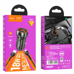Адаптер автомобільний Hoco Micro USB Cable Blue shield single port Car charger Z46 |1USB, 18W/3A, QC|