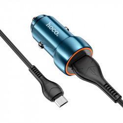 Адаптер автомобільний Hoco Micro USB Cable Blue shield single port Car charger Z46 |1USB, 18W/3A, QC|