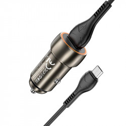 Адаптер автомобільний Hoco Micro USB Cable Blue shield single port Car charger Z46 |1USB, 18W/3A, QC|