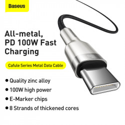 Кабель BASEUS Type-C to Type-C Cafule Series Metal Data Cable |2m, 5A, 100W, PD| (CATJK-D02)