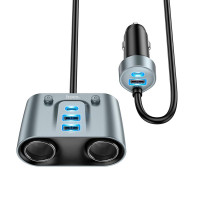 Адаптер автомобільний HOCO Establisher 2-in-1 cigarette lighter Car charger Z51 |3USB/2Type-C, PD/QC, 147W|