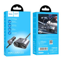 Адаптер автомобільний HOCO Establisher 2-in-1 cigarette lighter Car charger Z51 |3USB/2Type-C, PD/QC, 147W|