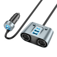 Адаптер автомобільний HOCO Establisher 2-in-1 cigarette lighter Car charger Z51 |3USB/2Type-C, PD/QC, 147W|